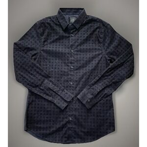 Armani Exchange AX Long Sleeve Button Up Shirt Black Check Logo Small JBHS